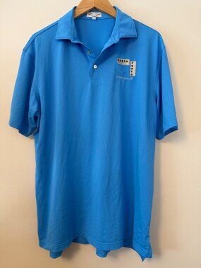 Peter Millar Summer Comfort Blue Polo Shirt Branded Mens Large
